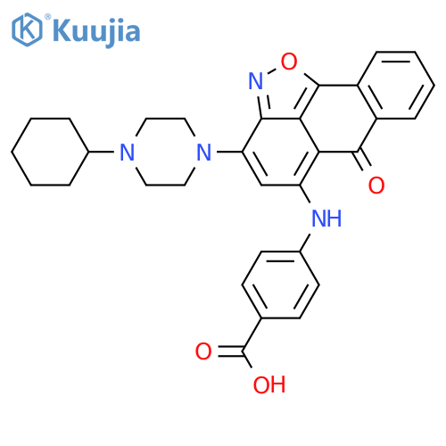 4-((3-(4-Cyclohexylpiperazin-1-yl)-6-oxo-6H-anthra[1,9-cd]isoxazol-5-yl)amino)benzoic acid structure