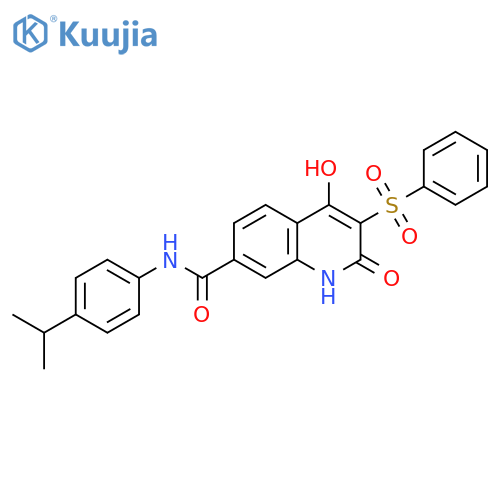 3-(benzenesulfonyl)-4-hydroxy-2-oxo-N-4-(propan-2-yl)phenyl-1,2-dihydroquinoline-7-carboxamide structure