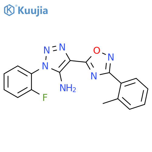 1-(2-fluorophenyl)-4-3-(2-methylphenyl)-1,2,4-oxadiazol-5-yl-1H-1,2,3-triazol-5-amine structure
