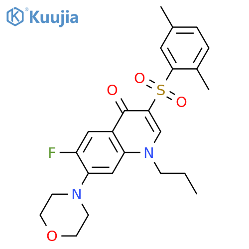 3-(2,5-dimethylbenzenesulfonyl)-6-fluoro-7-(morpholin-4-yl)-1-propyl-1,4-dihydroquinolin-4-one structure