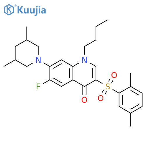 1-butyl-3-(2,5-dimethylbenzenesulfonyl)-7-(3,5-dimethylpiperidin-1-yl)-6-fluoro-1,4-dihydroquinolin-4-one structure