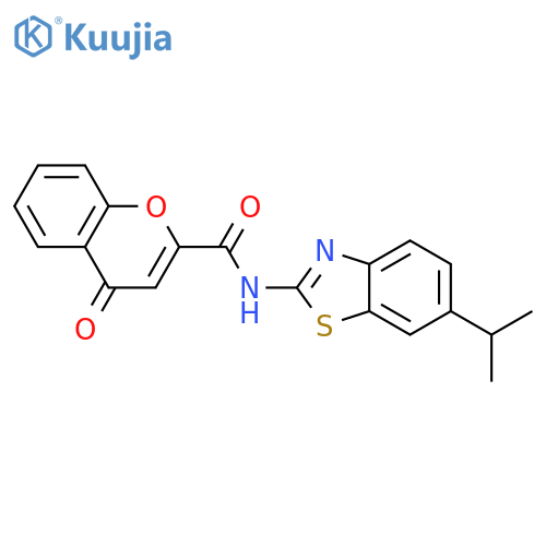 4-oxo-N-6-(propan-2-yl)-1,3-benzothiazol-2-yl-4H-chromene-2-carboxamide structure
