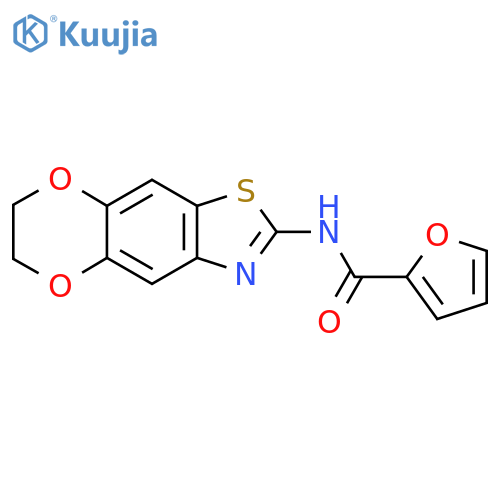 N-{10,13-dioxa-4-thia-6-azatricyclo7.4.0.0^{3,7}trideca-1,3(7),5,8-tetraen-5-yl}furan-2-carboxamide structure