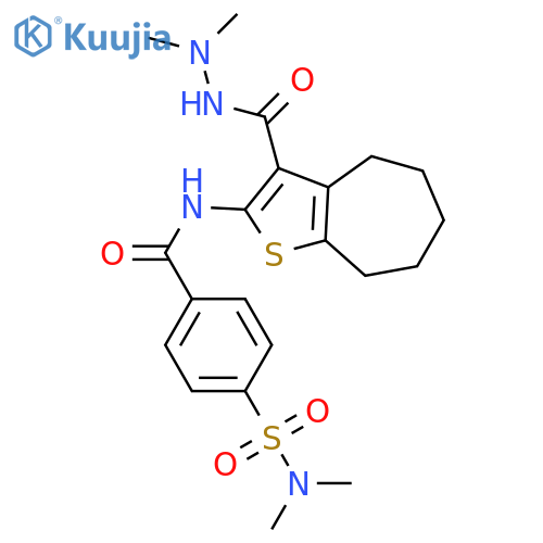N-3-(N',N'-dimethylhydrazinecarbonyl)-4H,5H,6H,7H,8H-cycloheptabthiophen-2-yl-4-(dimethylsulfamoyl)benzamide structure