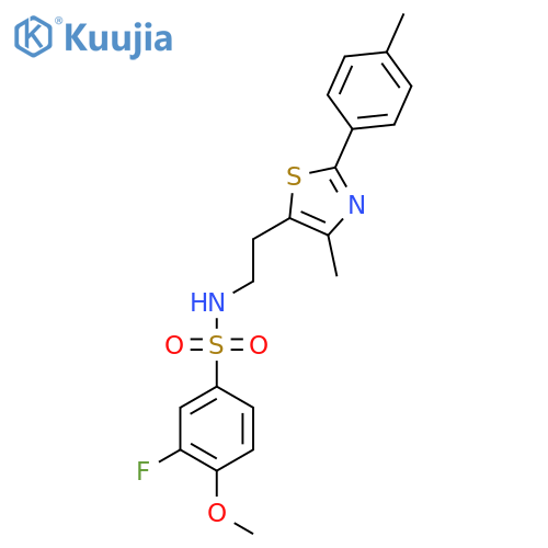 3-fluoro-4-methoxy-N-{2-4-methyl-2-(4-methylphenyl)-1,3-thiazol-5-ylethyl}benzene-1-sulfonamide structure
