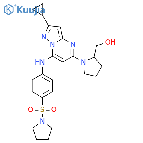 Pyrrolidine,1-[[4-[[2-cyclopropyl-5-[(2S)-2-(hydroxymethyl)-1-pyrrolidinyl]pyrazolo[1,5-a]pyrimidin-7-yl]amino]phenyl]sulfonyl]- structure