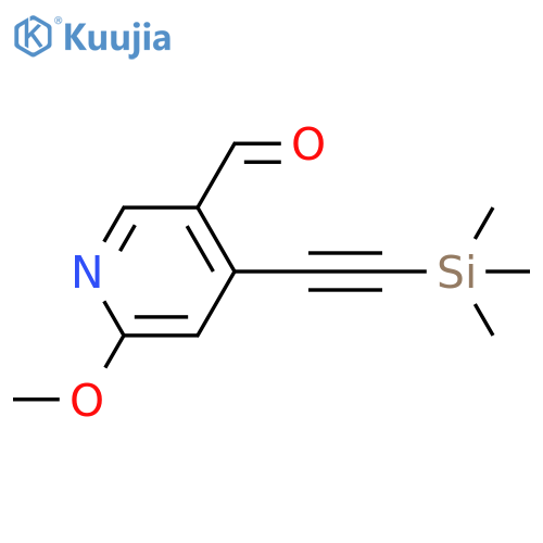 6-methoxy-4-[(trimethylsilyl)ethynyl]nicotinaldehyde structure