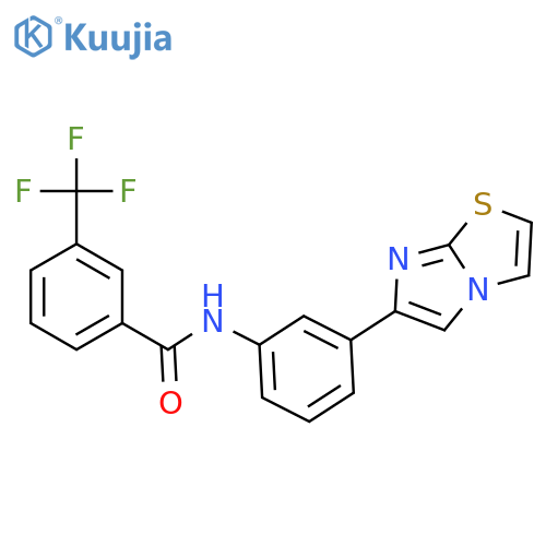 N-(3-{imidazo2,1-b1,3thiazol-6-yl}phenyl)-3-(trifluoromethyl)benzamide structure