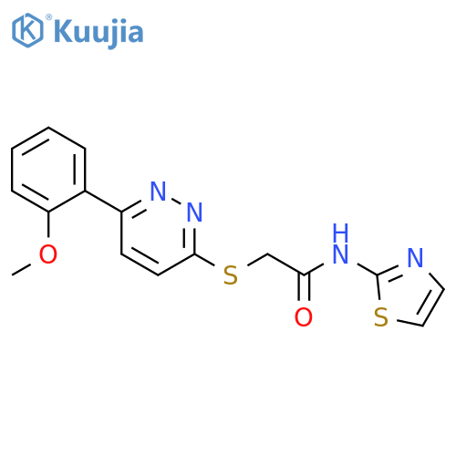 2-{6-(2-methoxyphenyl)pyridazin-3-ylsulfanyl}-N-(1,3-thiazol-2-yl)acetamide structure