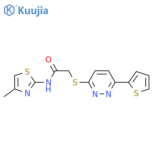 N-(4-methyl-1,3-thiazol-2-yl)-2-{6-(thiophen-2-yl)pyridazin-3-ylsulfanyl}acetamide structure