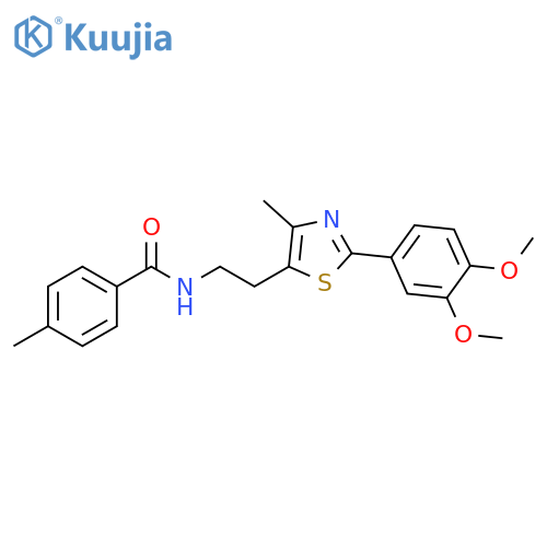 N-{2-2-(3,4-dimethoxyphenyl)-4-methyl-1,3-thiazol-5-ylethyl}-4-methylbenzamide structure