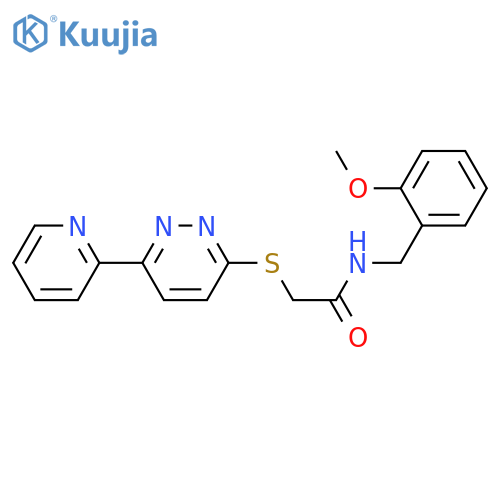 N-(2-methoxyphenyl)methyl-2-{6-(pyridin-2-yl)pyridazin-3-ylsulfanyl}acetamide structure