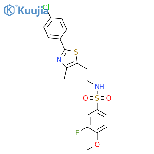 N-{2-2-(4-chlorophenyl)-4-methyl-1,3-thiazol-5-ylethyl}-3-fluoro-4-methoxybenzene-1-sulfonamide structure