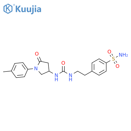 3-1-(4-methylphenyl)-5-oxopyrrolidin-3-yl-1-2-(4-sulfamoylphenyl)ethylurea structure