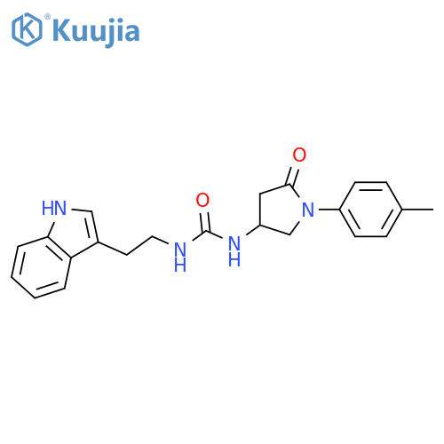 1-2-(1H-indol-3-yl)ethyl-3-1-(4-methylphenyl)-5-oxopyrrolidin-3-ylurea structure