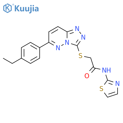 2-{6-(4-ethylphenyl)-1,2,4triazolo4,3-bpyridazin-3-ylsulfanyl}-N-(1,3-thiazol-2-yl)acetamide structure