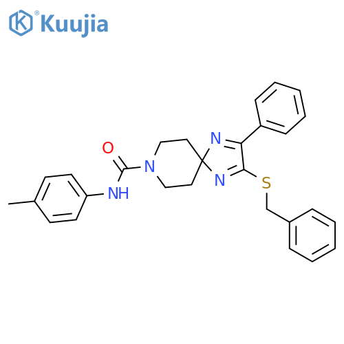 2-(benzylsulfanyl)-N-(4-methylphenyl)-3-phenyl-1,4,8-triazaspiro4.5deca-1,3-diene-8-carboxamide structure