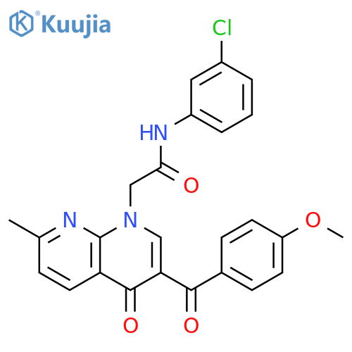 N-(3-chlorophenyl)-2-3-(4-methoxybenzoyl)-7-methyl-4-oxo-1,4-dihydro-1,8-naphthyridin-1-ylacetamide structure