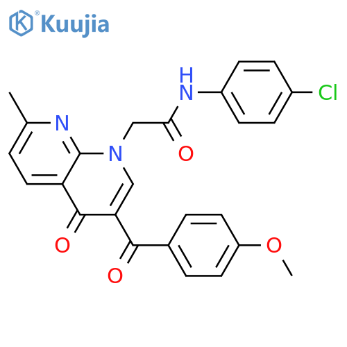 N-(4-chlorophenyl)-2-3-(4-methoxybenzoyl)-7-methyl-4-oxo-1,4-dihydro-1,8-naphthyridin-1-ylacetamide structure