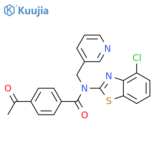 4-acetyl-N-(4-chloro-1,3-benzothiazol-2-yl)-N-(pyridin-3-yl)methylbenzamide structure