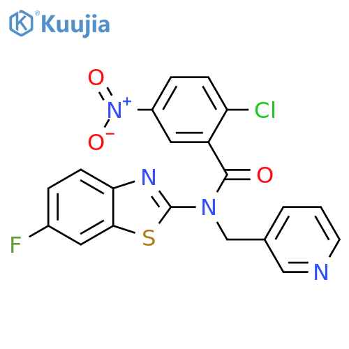 2-chloro-N-(6-fluoro-1,3-benzothiazol-2-yl)-5-nitro-N-(pyridin-3-yl)methylbenzamide structure