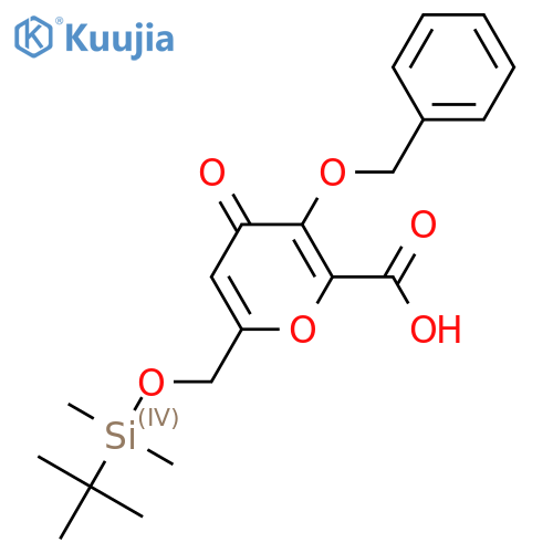3-Benzyloxy-6-(tert-butyl-dimethylsilanyloxymethyl)-4-oxo-4h-pyran-2-carboxylic acid structure