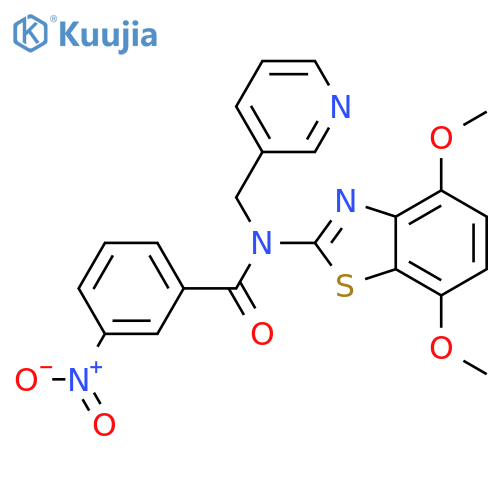 N-(4,7-dimethoxy-1,3-benzothiazol-2-yl)-3-nitro-N-(pyridin-3-yl)methylbenzamide structure