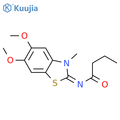 N-(2Z)-5,6-dimethoxy-3-methyl-2,3-dihydro-1,3-benzothiazol-2-ylidenebutanamide structure