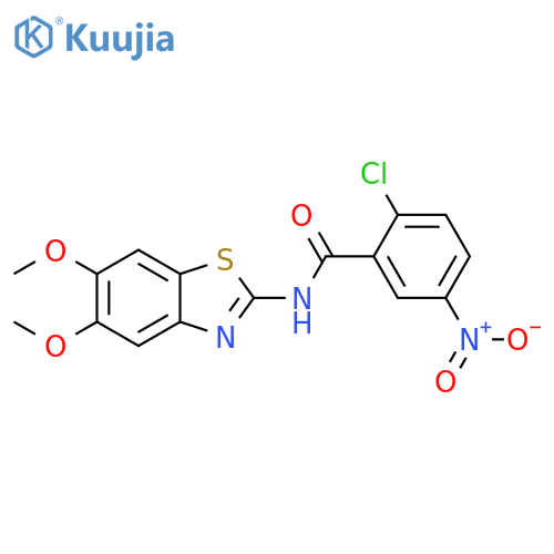 2-chloro-N-(5,6-dimethoxy-1,3-benzothiazol-2-yl)-5-nitrobenzamide structure