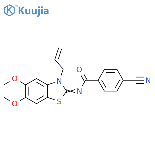 4-cyano-N-(2Z)-5,6-dimethoxy-3-(prop-2-en-1-yl)-2,3-dihydro-1,3-benzothiazol-2-ylidenebenzamide structure
