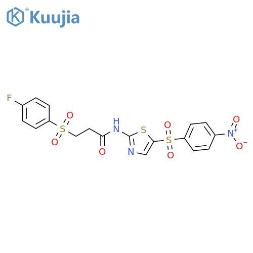 3-(4-fluorobenzenesulfonyl)-N-5-(4-nitrobenzenesulfonyl)-1,3-thiazol-2-ylpropanamide structure