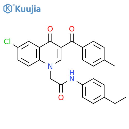 2-6-chloro-3-(4-methylbenzoyl)-4-oxo-1,4-dihydroquinolin-1-yl-N-(4-ethylphenyl)acetamide structure