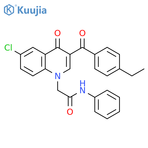 2-6-chloro-3-(4-ethylbenzoyl)-4-oxo-1,4-dihydroquinolin-1-yl-N-phenylacetamide structure
