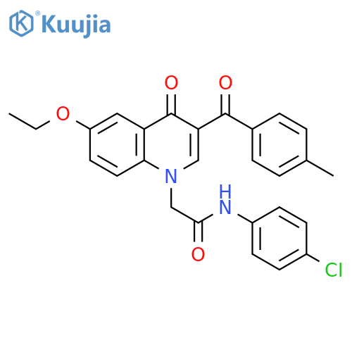 N-(4-chlorophenyl)-2-6-ethoxy-3-(4-methylbenzoyl)-4-oxo-1,4-dihydroquinolin-1-ylacetamide structure