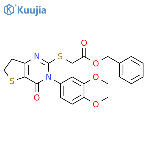 benzyl 2-{3-(3,4-dimethoxyphenyl)-4-oxo-3H,4H,6H,7H-thieno3,2-dpyrimidin-2-ylsulfanyl}acetate structure