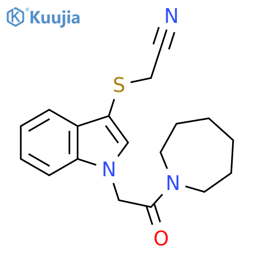 2-({1-2-(azepan-1-yl)-2-oxoethyl-1H-indol-3-yl}sulfanyl)acetonitrile structure