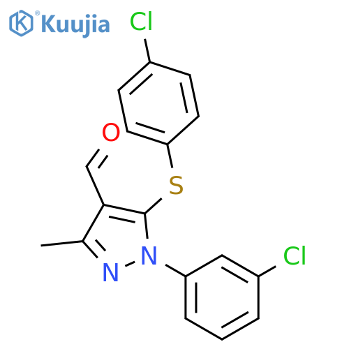 1-(3-Chlorophenyl)-5-(4-chlorophenyl)thio-3-methyl-1H-pyrazole-4-carbaldehyde structure