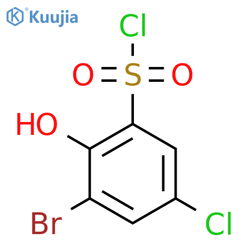 3-Bromo-5-chloro-2-hydroxybenzene-1-sulfonyl chloride structure