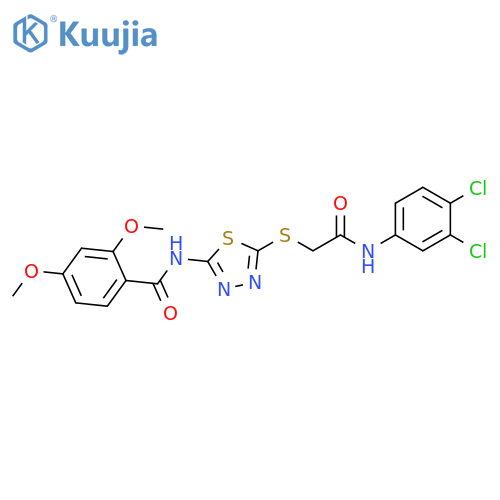 N-5-({(3,4-dichlorophenyl)carbamoylmethyl}sulfanyl)-1,3,4-thiadiazol-2-yl-2,4-dimethoxybenzamide structure