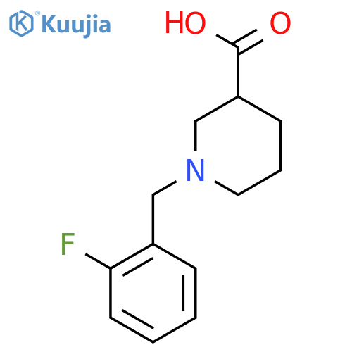 1-(2-fluorophenyl)methylpiperidine-3-carboxylic acid structure