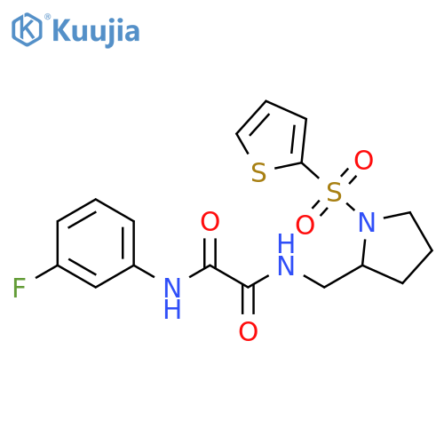 N'-(3-fluorophenyl)-N-{1-(thiophene-2-sulfonyl)pyrrolidin-2-ylmethyl}ethanediamide structure
