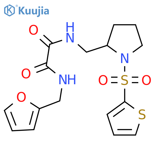 N'-(furan-2-yl)methyl-N-{1-(thiophene-2-sulfonyl)pyrrolidin-2-ylmethyl}ethanediamide structure