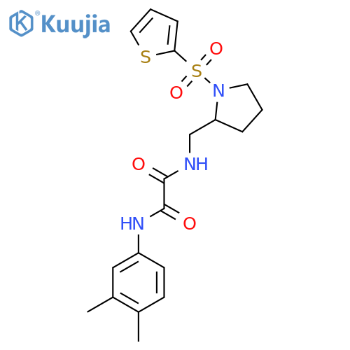N'-(3,4-dimethylphenyl)-N-{1-(thiophene-2-sulfonyl)pyrrolidin-2-ylmethyl}ethanediamide structure