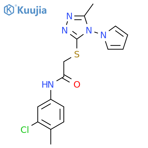 N-(3-chloro-4-methylphenyl)-2-{5-methyl-4-(1H-pyrrol-1-yl)-4H-1,2,4-triazol-3-ylsulfanyl}acetamide structure