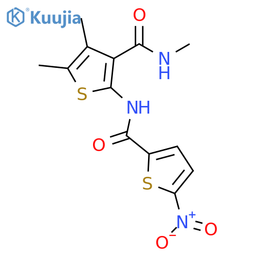 N,4,5-trimethyl-2-(5-nitrothiophene-2-amido)thiophene-3-carboxamide structure