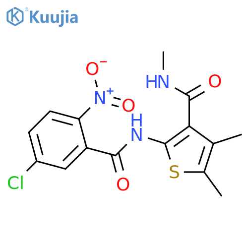2-(5-chloro-2-nitrobenzamido)-N,4,5-trimethylthiophene-3-carboxamide structure