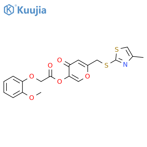 6-{(4-methyl-1,3-thiazol-2-yl)sulfanylmethyl}-4-oxo-4H-pyran-3-yl 2-(2-methoxyphenoxy)acetate structure