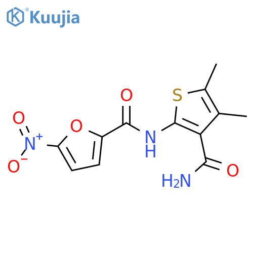 N-(3-carbamoyl-4,5-dimethylthiophen-2-yl)-5-nitrofuran-2-carboxamide structure