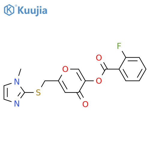 6-{(1-methyl-1H-imidazol-2-yl)sulfanylmethyl}-4-oxo-4H-pyran-3-yl 2-fluorobenzoate structure