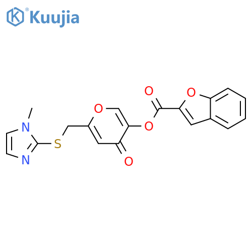 6-{(1-methyl-1H-imidazol-2-yl)sulfanylmethyl}-4-oxo-4H-pyran-3-yl 1-benzofuran-2-carboxylate structure